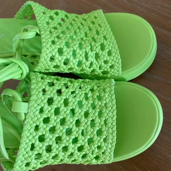 NEW Circus by Sam Edelman Women 8 Wasabi  Heeled Sandals Neon Green Retro Groove - Picture 4 of 9